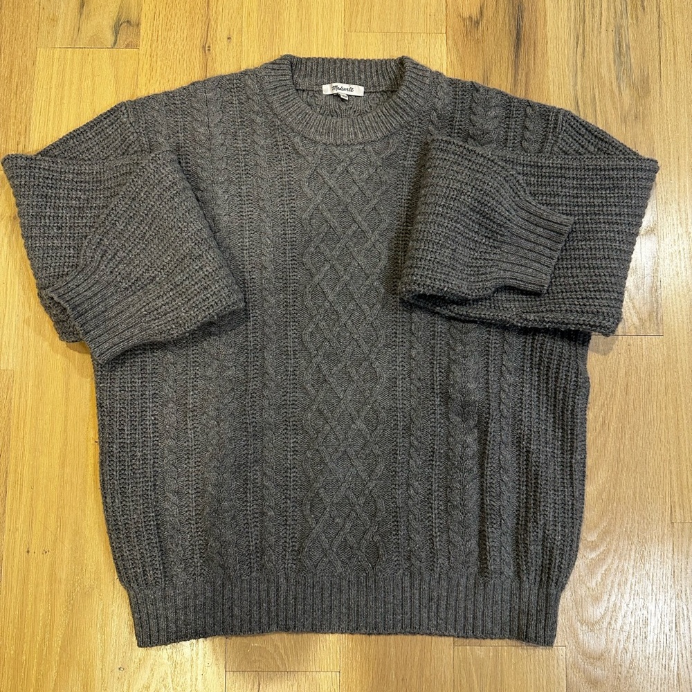 Madewell Gray Cable Knit Sweater